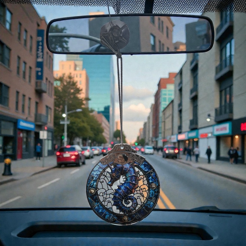 Blue Seahorse Sun-Catcher Ornament